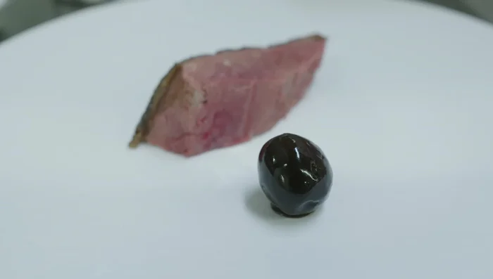 Impiattare e guarnire con il sugo d'anatra ridotto e filtrato.