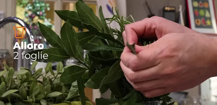 Preparare il mix aromatico: nel mixer tritare sale grosso, aglio, alloro, rosmarino, origano, salvia (e spezie facoltative come pepe nero, paprika).