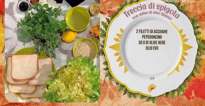 Preparazione dei filetti di spigola: eliminare la pelle (se presente) incidendola e staccandola con un coltello. Praticare due taglietti su ciascun filetto per facilitare la formazione della treccia.