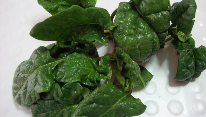Pulite e lavate gli spinaci, selezionando le foglie. Lessateli in abbondante acqua salata per circa 5 minuti.