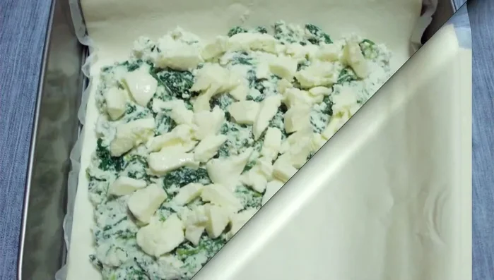 Versate il composto di spinaci e ricotta sulla sfoglia stesa.