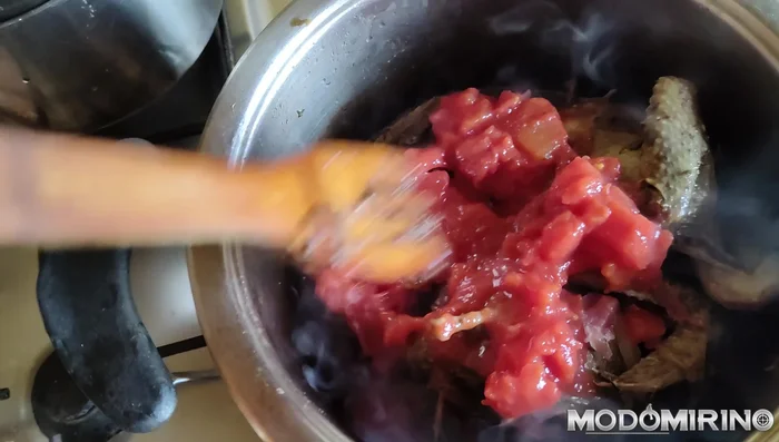 Aggiungere la passata di pomodoro rimanente e cuocere per altri 30 minuti.