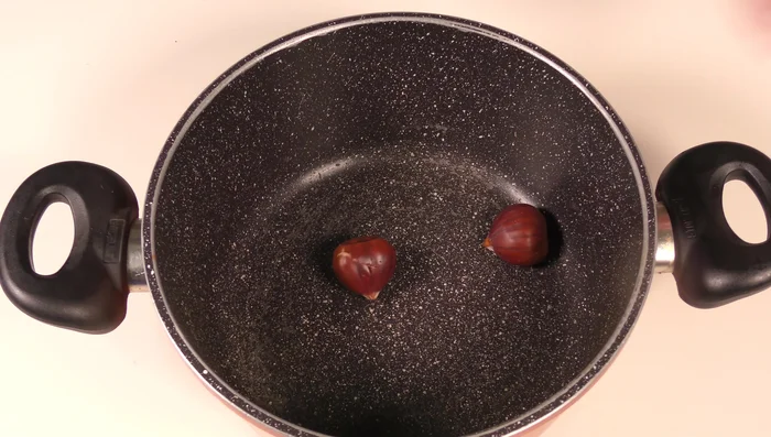 Scolare le castagne, trasferirle in una ciotola e sbucciarle. (68.87)