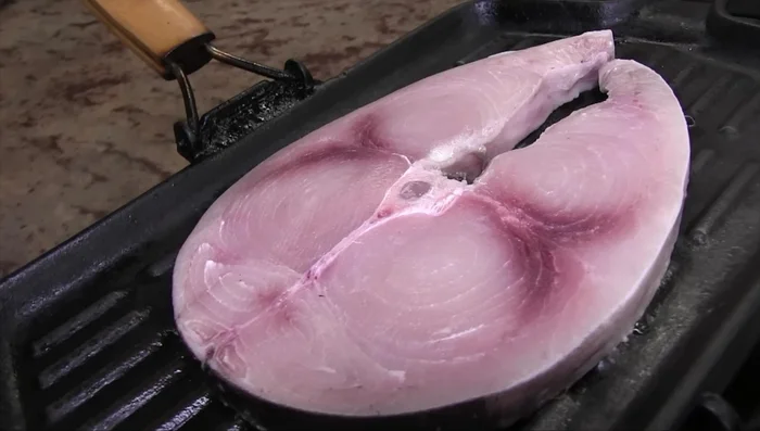 Cuocere il trancio di pesce spada sulla griglia calda per circa 2 minuti per lato, o fino a quando si stacca facilmente dalla griglia. (292.22)
